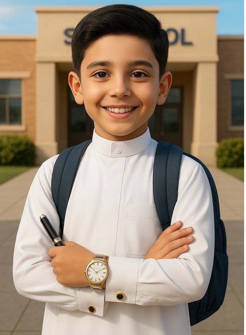 طقم هدايا ولادي متكامل – ساعة ولادي ضد الماء ؛ ساعة للاطفال عملية، مع قلم ثوب ولادي فاخر وقلم للثوب للاولاد وكبك ولادي أنيق – ساعة اولاد راقية، ساعة ولادية مميزة، ساعة ولد عصرية، الهدية المثالية للأولاد (هدية ولادي، هدايا ولادي، هدايا اولاد - Image 4